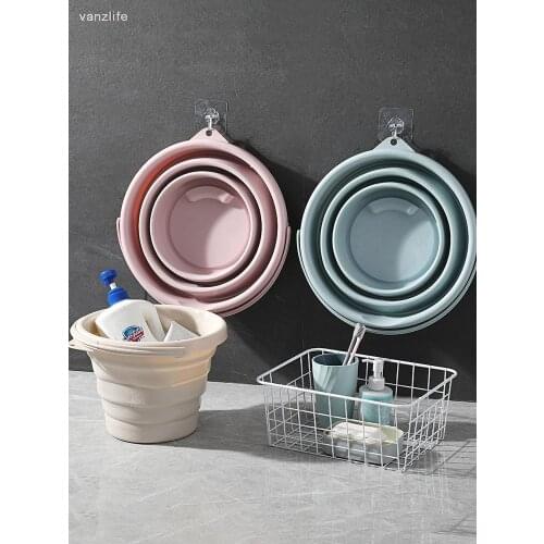 Portable folding bucket home large storage bucket thickened portable plastic barrel retractable fishing bucket
