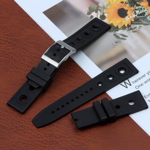 Black Soft Nature Silicone Rubber WatchBand 22mm Watch Band Bracelet For navitimer/avenger/Breitling Strap With Logo Pin Buckle