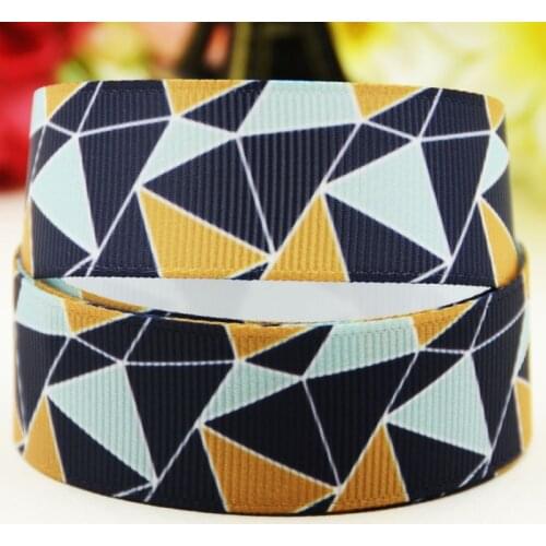 22mm 25mm 38mm 75mm Geometry pattern printed Grosgrain Ribbon party decoration 10 Yards X-03859