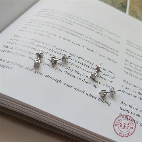 HI MAN 925 Sterling Silver Korean INS Exquisite Four-Claw Zircon Stud Earrings Women Fashion Temperament Banquet Jewelry