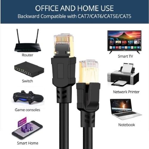 Cat8 Ethernet Cable FTP 40Gbps Super Speed Cat 8 RJ45 Network Lan Patch Cord for Router Modem PC RJ 45 Ethernet Cable