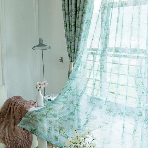 Modern Simple Pastoral American Curtains for Living Room Bedroom Black Silk Shade Curtain Screen