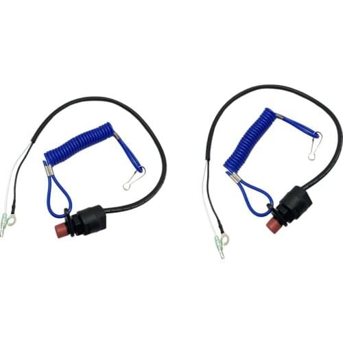 2Pcs Universal Boat Kill Stop Switch & Safety Tether Lanyard for Yamaha 12V