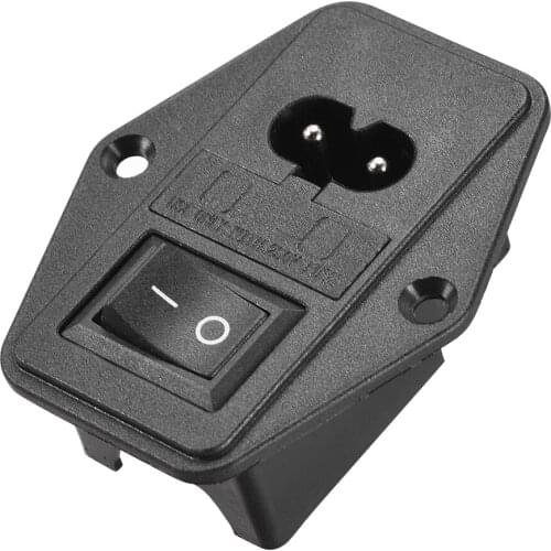 Uxcell C8-8 Panel Mount Plug Adapter 250V 10A 2P IEC Inlet Plug Power Connector Socket w 3Pin Fuse Switch