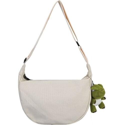 Ladies Fashion Half Moon Crossbody Bags Canvas Summer 2021 New Mobile Ipad School Black Travel Messenger Shoulder Bag Female