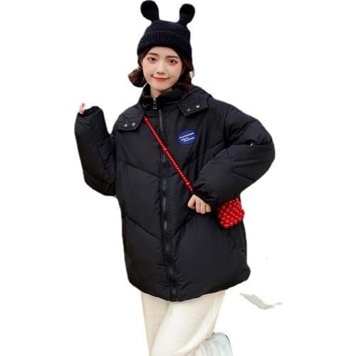 Women Winter Hooded Windproof Big Insert Pocket Midi Bubble Coat Puffer Jacket Cotton Padded Parkas Outwear Overcoat