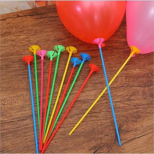 100sets 40cm Latex Balloon Sticks with Cup White Colorful PVC Rods Balloon Holders Sticks Party Balloons Decoration Supplies