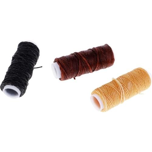 12 Pieces Leather Craft Tool Hand Sewing Needles Tool Waxed Thread Awl Stitching Thimble Kit