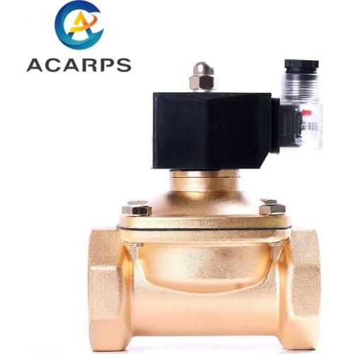 2" Solenoid Valve Normally Closed Brass IP65 Waterproof 24VAC 220VAC 24VDC 12VDC Solenoid Valve For Water Gas Oil