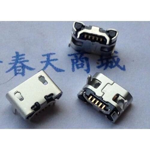 20pcs Micro USB 5pin no side Ox horn female usb socket Flat mouth four legs socket mini usb connector Free shipping