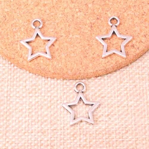 20pcs Charms hollow star Antique Silver Plated Pendants Fit Jewelry Making Findings Accessories 21*17mm