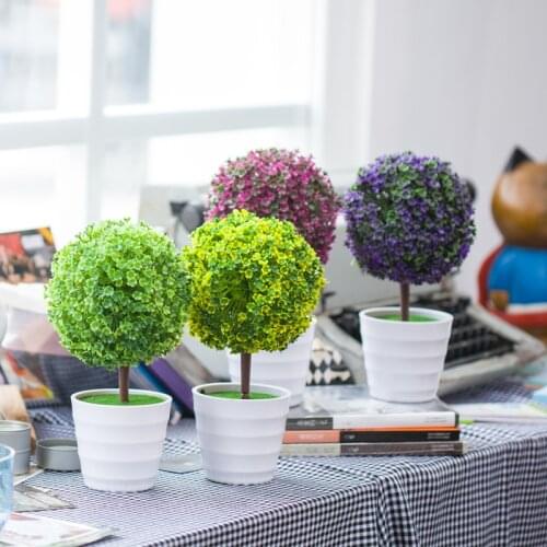 27cm Home Decoration Grass Ball Simulation Small Potted Desktop Green Plant Furnishing Articles Wedding Decoration Vase