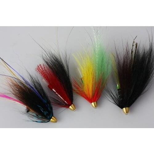 40Pcs Tube Fly Cone Heads Black/Red/Green Salmon And Sea Trout Flies Fishing Flies Lures