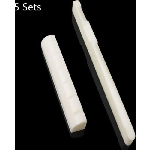 5 Sets 6 String Guitar Bridge Saddle And Nut Natural Cattle Bone For Acoustic Guitar Musical Instrument