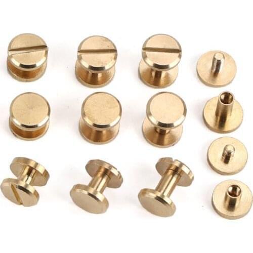 9pcs 8mm head diameter brass belt screw bolt flat HD screws handmade leather male female bolts thread nail DIY