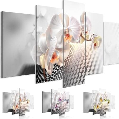 Abstract Wall Art Colorful Flora Canvas Painting HD Print 5 Pieces Flowers Posters and Prints Modular Pictures for Living Room