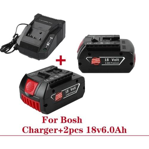 Original 18V6000mAh Rechargeable For Bosch 18V 6.0Ah Battery Backup Portable Replacement BAT609 Indicator light+3A Charger