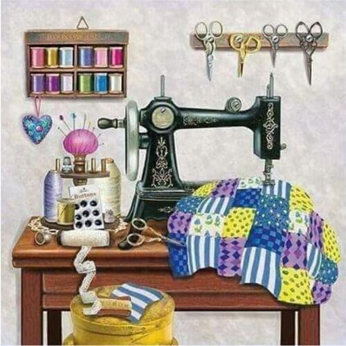 New 5D DIY Full Square,Round Resin drill Diamond Painting "Blanket sewing machine" 3D Embroidery Cross Stitch 5D Home Decor Gift