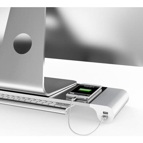 Aluminum Computer Bracket Monitor Stand Riser USB Desk Organizer Data Transfer And Charging Desktop Monitor Stand Storage Rack