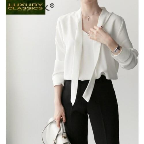 Blouse Womens Summer Elegant Tops 2021 Korean Vintage Chiffon Ladies Blusas Casual & Business White Short Sleeve Top 693