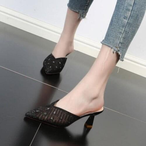 Woman Shoes Summer Sandals Lace Womens High Heels Pump Fashion Sexy Pointed Shoes for Women Slippers Sandals Clear Heels 2021