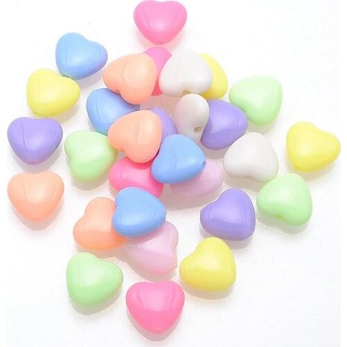 Wholesale 1100pcs 13mm Assorted Pastel Colors Love Heart Beads Plastic Acrylic Jewelry Beading Spacer Bracelet Beads