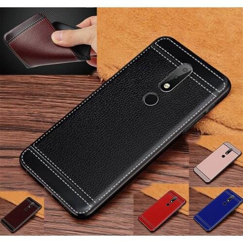 For Nokia 7.1 Plus 2018 5.8"Case Cover Leather Texture Soft TPU Back Case For Nokia 7.1 TA-1085 TA-1095 TA-1096 TA-1100 Capa