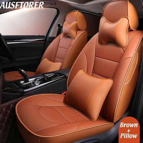 AUSFTORER Cowhide Leather Cover Car for BMW 420i 420d 425i 428i 430i 440i Automobiles Seat Covers Cushion Full Set Accessories