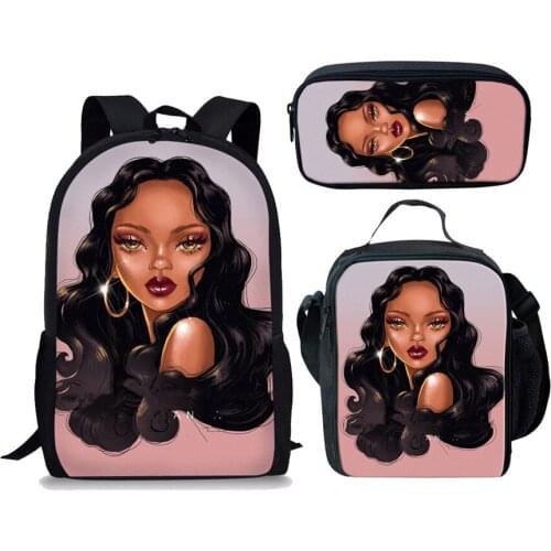 NOISYDESIGNS Kids School Bags for Black Girl Magic African Women Print School Bag Children 3pcs/set Primary Satchel Students Bag