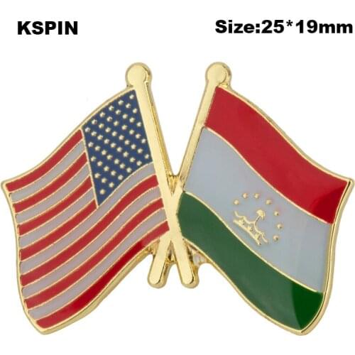 U.S.A. & Tajikistan Friendship Flag Lapel Pin Flag badge Brooch Pins Badges