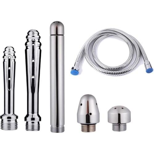 Straight Elbow 3-head Enema Cleaning Flusher Long Tube Aluminum Alloy Insert 448A