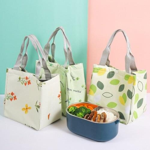 Flower Printed Insulated Lunch Bag For Kids Women Picnic Office Portable Bento Box Container Waterproof Cooler Storage Bag