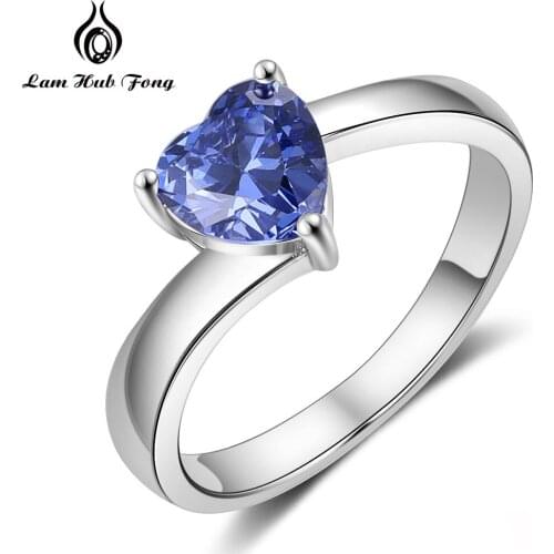 Blue Stone Heart Rings Charming Wedding Engagement Silver Color Rings Female Fashion Jewelry Accessories Gifts for Women 2021