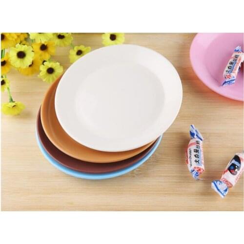 1PC Creative Candy colors Tableware flat plate saucer seeds snack food-grade plastic dish Plate Random Color LF 117