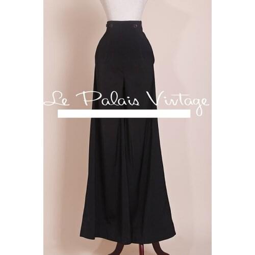 Le Palais winter Vintage limited edition retro all-match elegant high waisted significantly thin wide leg pants