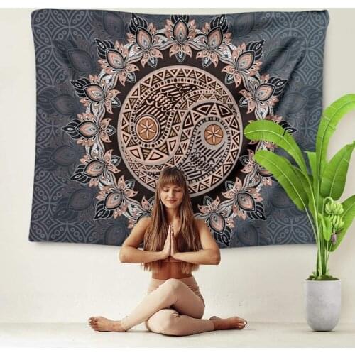 Small Mandala Tapestry Floral Yin Yang Wall Hanging Tapestries Bohemian Wall Decor Tapiz for Bedroom Dorm Living Room Boho Decor