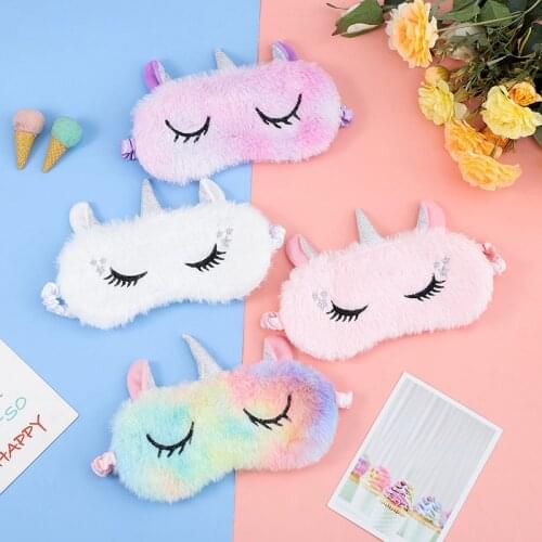 Unicorn Eye Mask Cute Sleeping Eye Band for Women Winter Travel Cute Soft Animal Eye Cover Blindfold Plush Shade Cover Kids