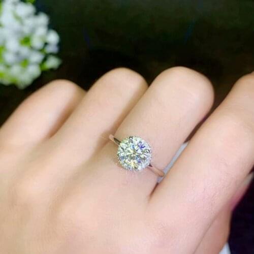 Moissanite New ring, 925 Sterling silver, beautiful color, sparkling, 1 carat 2 Carat Diamond moissanite