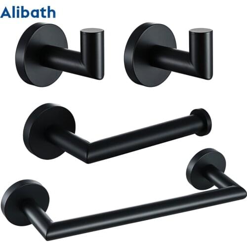 Bathroom Hardware Set Wall Robe Hook Towel Rail Bar Rack Bar Shelf Toilet Paper Holder Bathroom Accessories Sets Matte Black