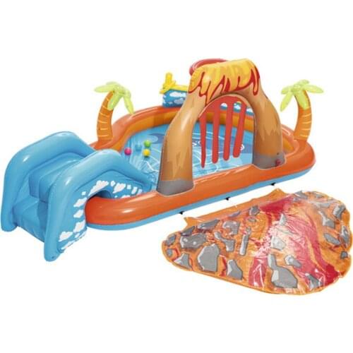 Inflatable Swimming Pool Paddling Pool With Slide Bathing Outdoor Cute Cartoon Lava Mountain Summer Swimming Pool For Children