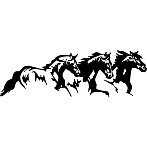 25cm*8.1cm 3 Running Horses Fashion Vinyl Decal Car Sticker Black/Silver Car Accessories S6-2792