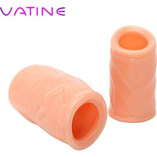 VATINE 2Pcs Penis Sleeves Penis Ring Delay Ejaculation Time Lasting Foreskin Corrected Cock Rings Silicone Sex Toys For Men