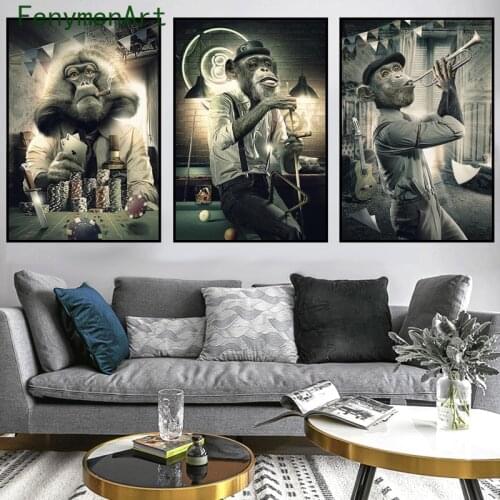 Monkeys Canvas Painting Modern Wall Art Posters Prints Funny Animal Wall Pictures For Living Room Home Decor wall paintings