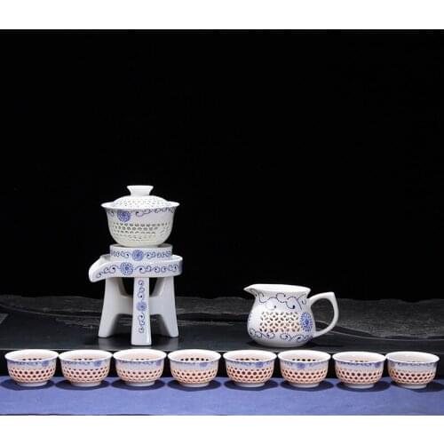 2018 Creative ceramic Tea Set Factory direct sales of honeycomb sunshine automatic tea set gift box wholesale