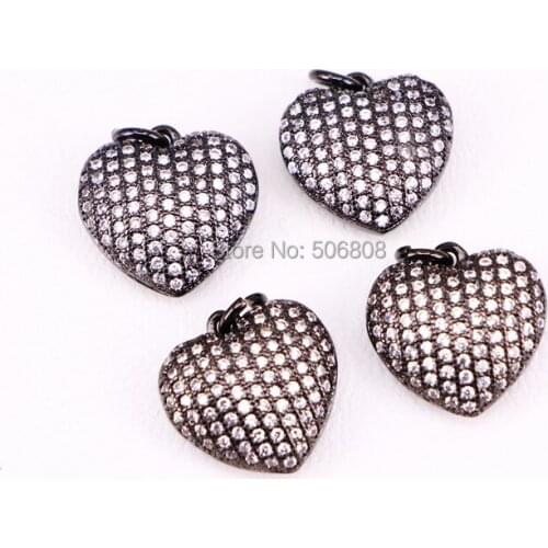 6PCS Full CZ Paved Heart Shaped Pendant Sliver Gold Color Fashion Jewerly for Women