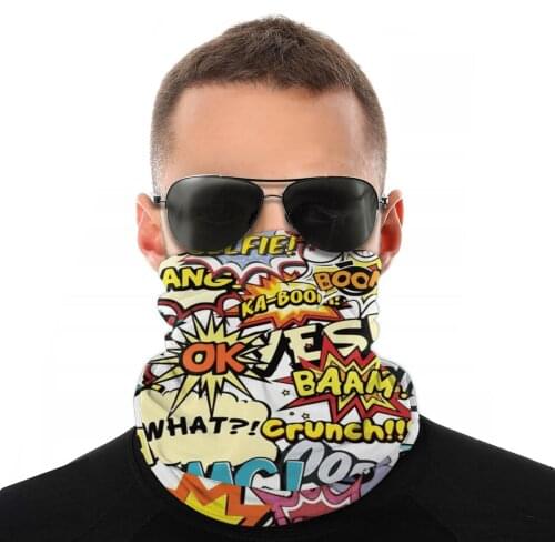 Comics Pop Art Scarf Half Face Mask Men Women Halloween Tube Mask Neck Bandana Multi-functional Headwear Cycling Hiking