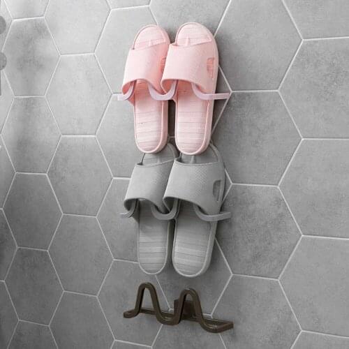 Bathroom slippers rack free perforated wall-mounted shoe rack bathroom shoe organizer household bathroom storage rack