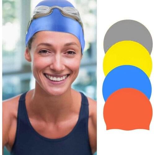 Silicone adult swimming cap practical waterproof swimming cap female long hair ear protection waterproof non-slip swimming cap m