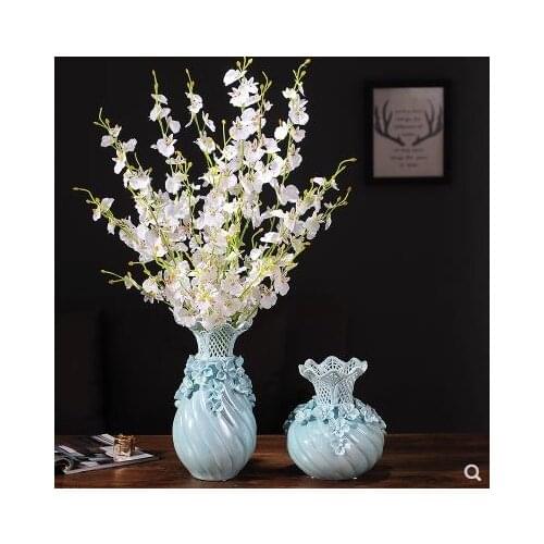 Creative blue ceramic vase, beautiful craft porcelain gift, home office desktop decoration
