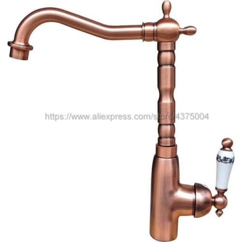 Single Handle Mixer Tap Kitchen Bar Sink Water Faucet Red Copper Antique Rotable Basin Faucet Taps Nrg022